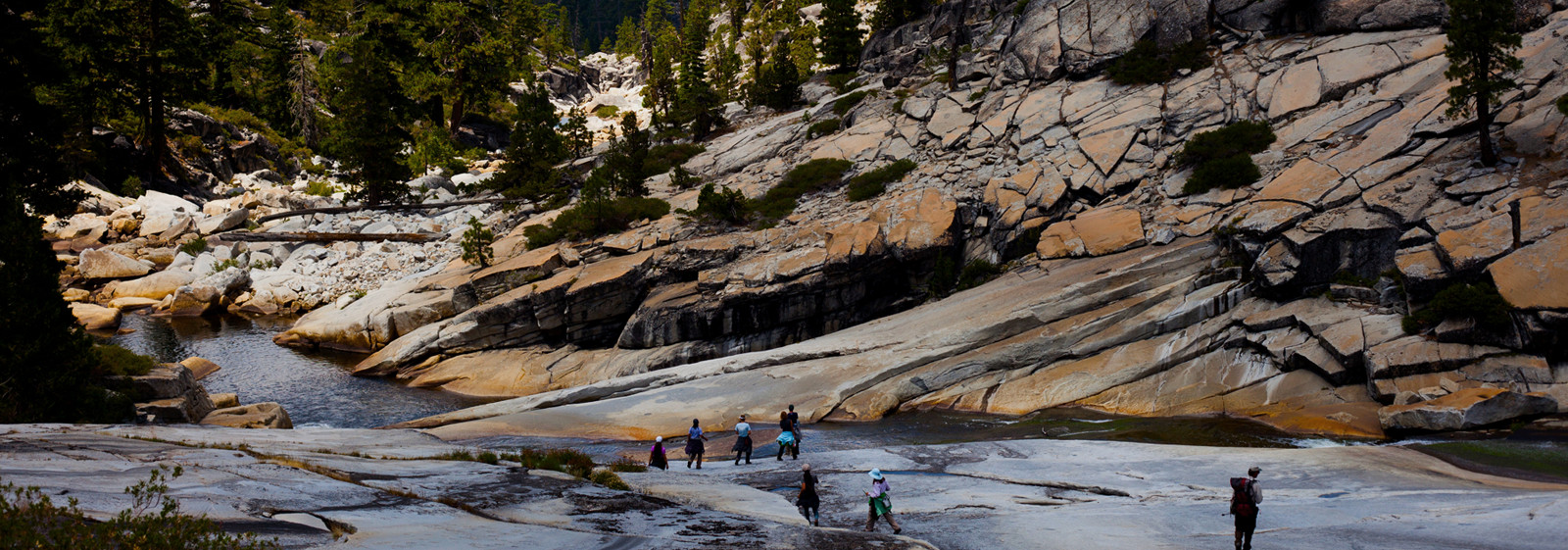 Exploring a river canyon in Desolation Wilderness